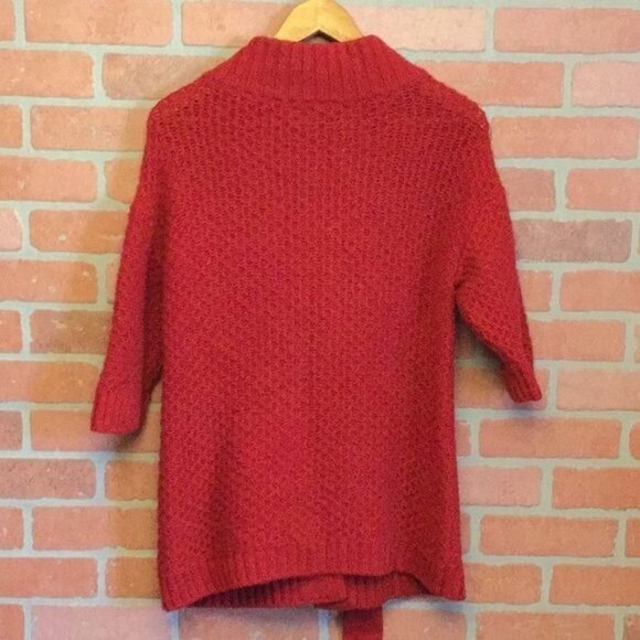 Vince Women’s cardigan Sweater S red button front with belt wool cashmere blend - Picture 4 of 6